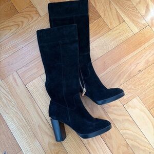 Michael Kors black suede high knee boots size 8